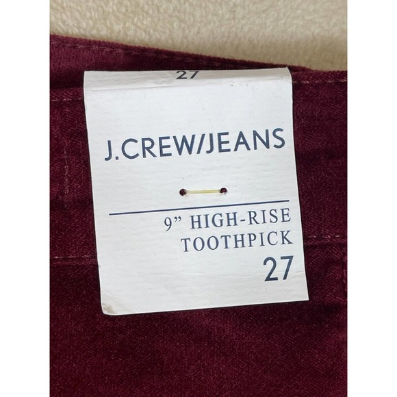 JCREW 9" high-rise toothpick jean in velvet Adult 27 Crimson Maple Womens NWT - Picture 8 of 14